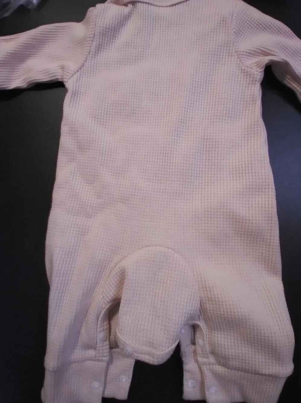 New Newborn Baby Boy Onesie With Hat. Cream Waffle Knit With Embossed Lover Boy